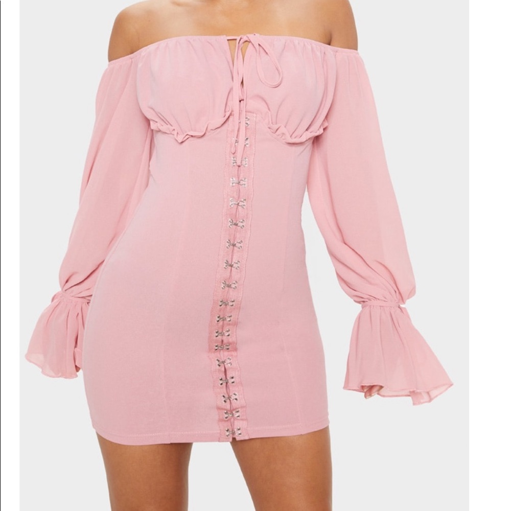 Pink bell sleeve corset dress from plt